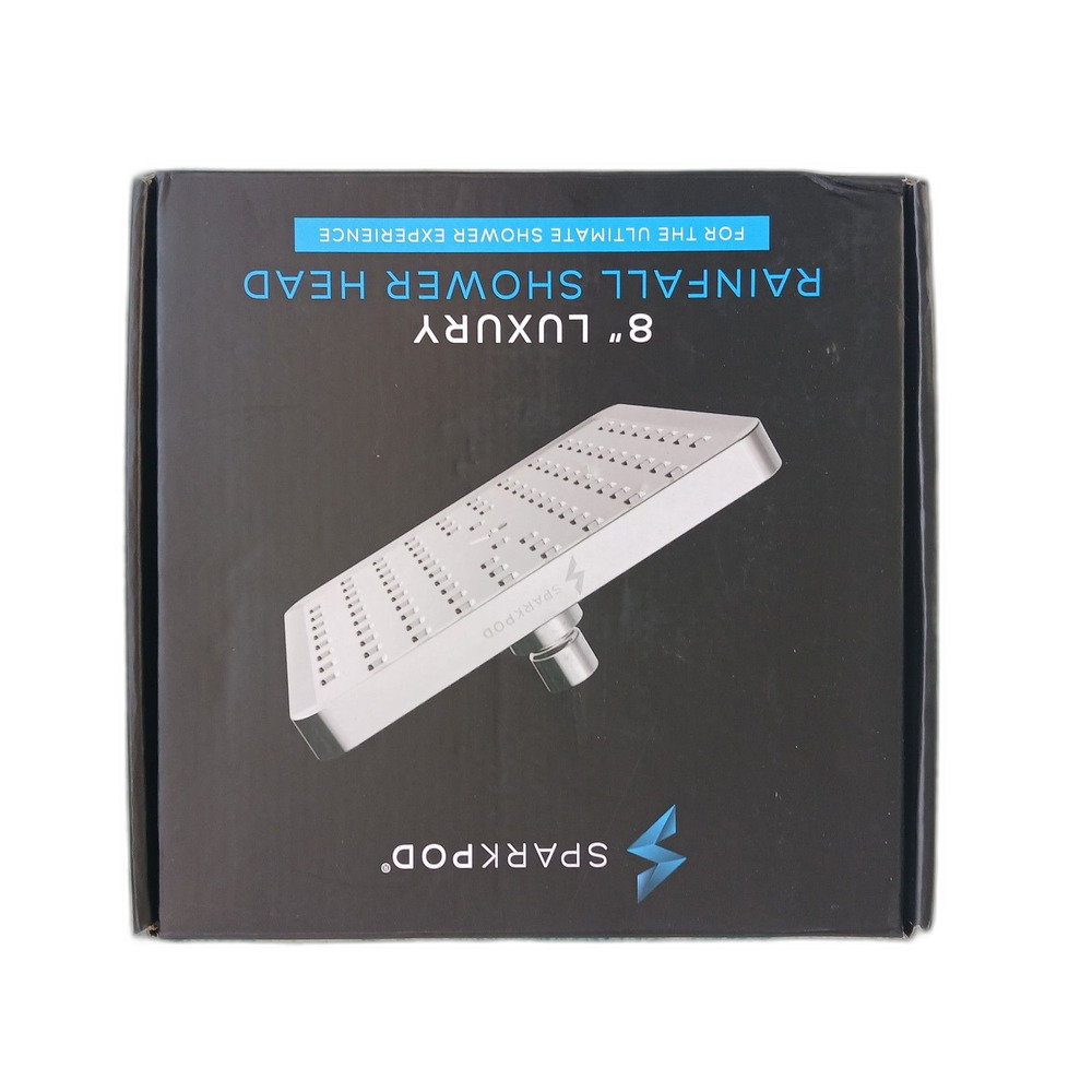 SparkPod 8” High Pressure Rainfall Shower Head Chrome Luxury Bathroom Showerhead